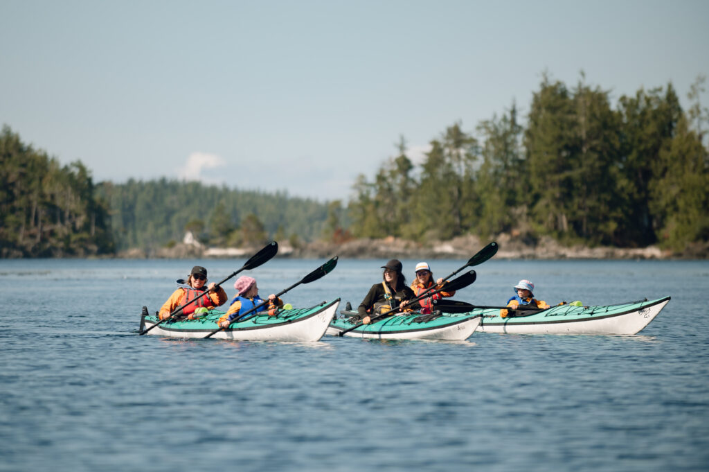 Families kayaking
